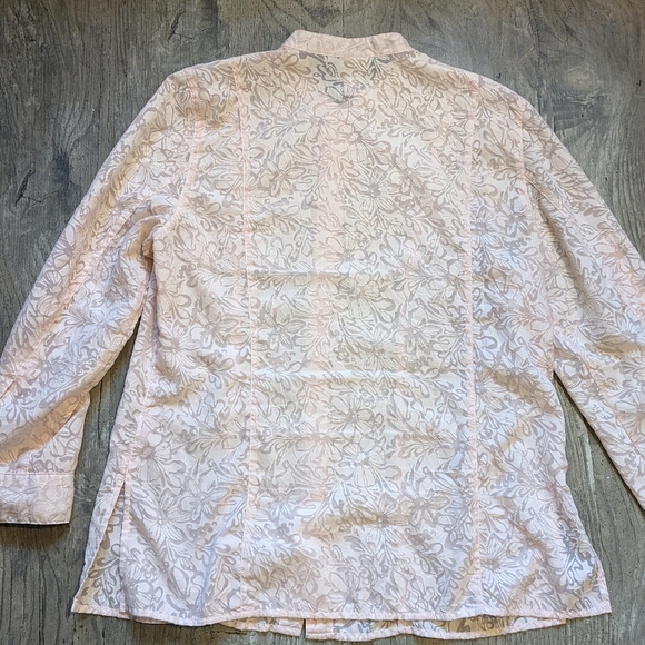 Ruby Rd Floral Button Down Pink Semi Sheer womens 16 - Picture 4 of 7